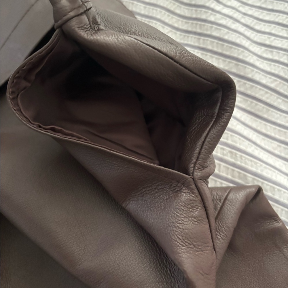 Vintage 100% Genuine Leather Chocolate Brown Bootcut Pants Size 6 - Picture 7 of 17